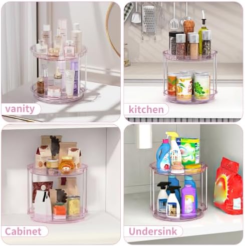 Rotating Makeup Organizer, Perfume Skincare Holder, 2 Tier 9 Inch, Mauve