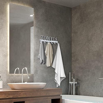 Over The Door Hooks, Towel Rack for Bathroom, Door Mount Towel Hooks Bath Towel Hanger for Bedroom Kitchen Pool Beach Towels Bathrobe Wall Mount Towel Holder for Bathrooms (6 Hooks, Silver Grey)