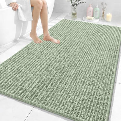 OLANLY Large Bathroom Rugs 59x35, Thick Soft Absorbent Chenille Bath Rugs