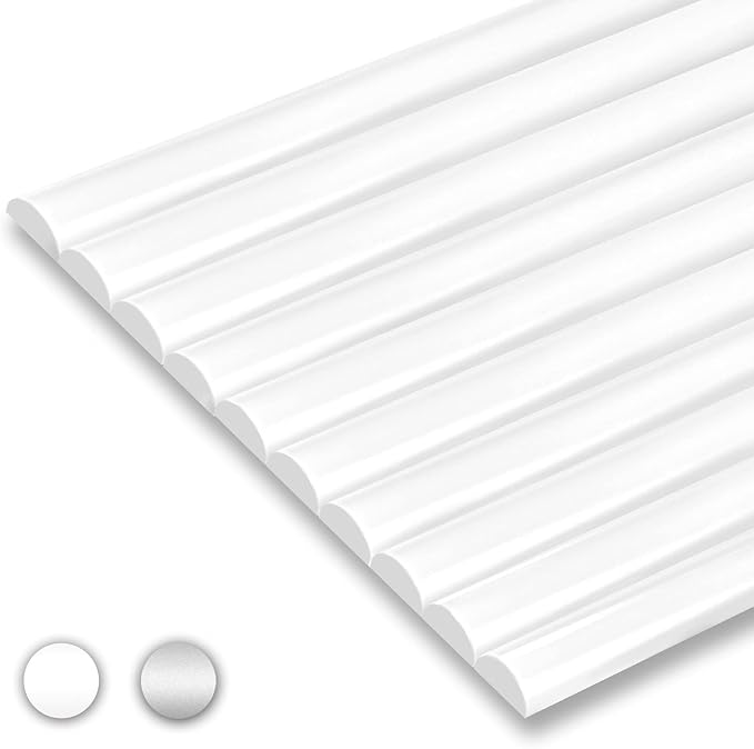 STICKGOO 10-Pack Peel and Stick Trim for Backsplash Tile Edge, 12" Tile Edge Trim Self-Adhesive Liner for Corner Decor in White