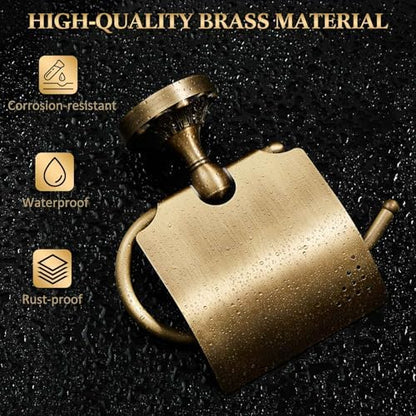 2 Pcs Antique Toilet Paper Holder Hand Towel Ring, with Cover