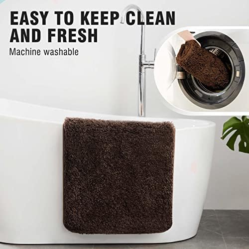 TECHMILLY Super Soft Shaggy Bathroom Rugs, Absorbent Thick Non Slip Microfiber Bath Rugs, Quick Dry Machine Washable Bath Mat for Bathroom Floor, Bathtub and Shower 20"x32"