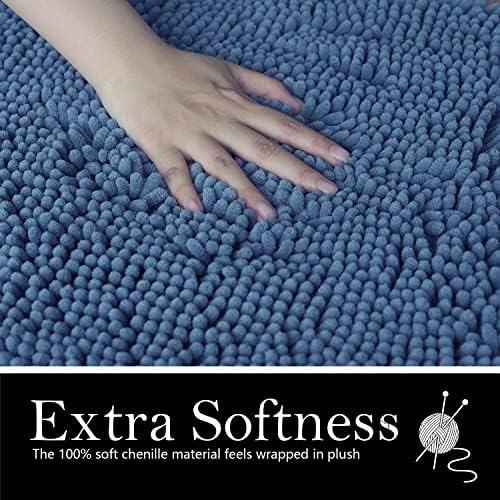 Bathroom Rugs Chenille Bath mat 2 Piece Set, Super Absorbent, PVC Non Slip Backing, Bath mats for Bathroom, Plush Shaggy, Thick, Machine Washable, Bathtub, Shower, Toilet.(Medium Blue)