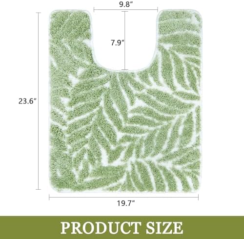 Sage Green Toilet Rug U Shaped Washable Mat for Bathroom Floor 24x20 Non Slip Washable Bathroom Rugs Around Toilet Rug Bath Mat