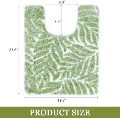 Sage Green Toilet Rug U Shaped Washable Mat for Bathroom Floor 24x20 Non Slip Washable Bathroom Rugs Around Toilet Rug Bath Mat