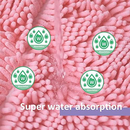 Bathroom Rugs Chenille Bath Mat Set 3-Piece Bath Rugs for Bathoom Extra Soft Bath Mats for Bathoom Non Slip Absorbent Shag Bthroom Carpet, Machine Washable, Toilet Rug Pink
