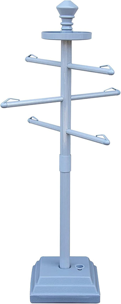 Swimline HYDROTOOLS 89033 Premium Free Standing Poolside Valet Towel Rack Adjustable with Water Weighted Base Three Arms Secure Clips for Outdoors & Indoors Pool Patio Poolside Holder Drying Stand | Holds towels plus goggles and gear on integrated lock...