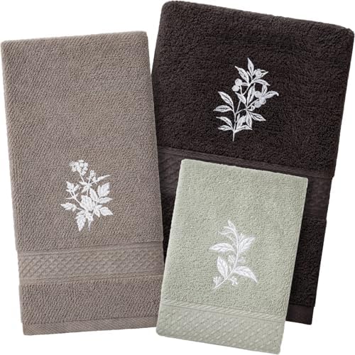 Peryiter 3 Pack Boho Botanical Decorative Bath Towel Set
