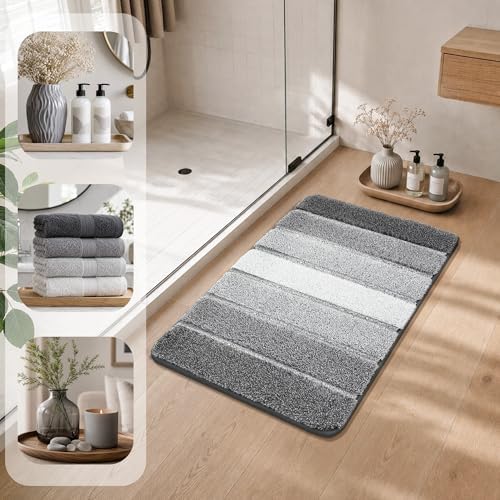 COSY HOMEER Bathroom Rugs 59x20,Ultra Soft Absorbent Bath Mat,Grey