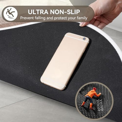 YDKGL Half Circle Bath Mat, Non Slip Thin Bathroom Rugs, Brown 16x24