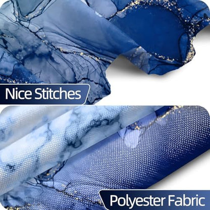 Navy Blue Marble Waterproof Bathroom Shower Curtain 65x72 inches
