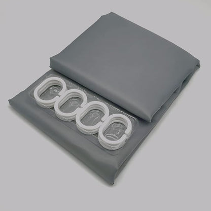 Grey (72x72 Inches) Fabric Shower Curtain Liners Hotel Quality Machine Washable Bath Bathroom w/12pcs Hooks