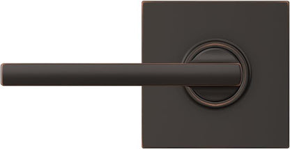 Schlage F10 LAT 716 COL Latitude Lever with Collins Trim Hall & Closet Passage Door Lock, Aged Bronze