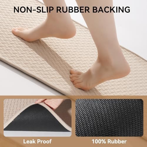 YDKGL Bathroom Runner Non Slip, Foam Weave Texture Bath Mat, Grey 24x70
