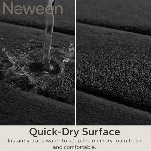 Neween Bathroom Rugs Set 2 Piece, Absorbent Memory Foam Bath Mat, Black