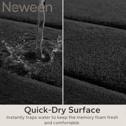 Neween Bathroom Rugs Set 2 Piece, Absorbent Memory Foam Bath Mat, Black