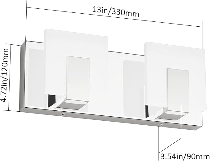 Aipsun 2 Lights Dimmable Modern LED Vanity Light for Bathroom Frosted White Acrylic Chrome Up and Down Bathroom Wall Light Fixtures Over Mirror(White Light 6000K)