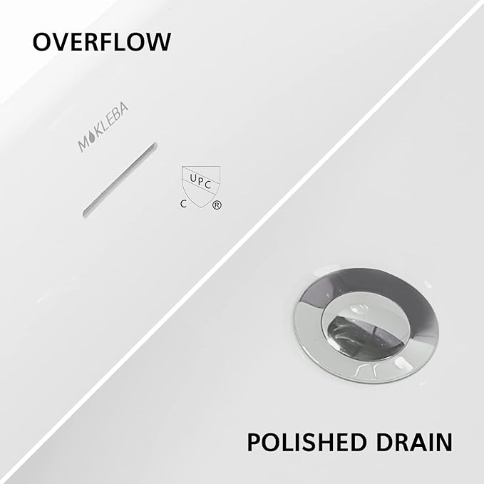 Acrylic Freestanding Bathtub, Single Slipper Free Standing Tub, Soaking Tub with Integrated Slotted Overflow, Toe-Tap Chrome Drain, cUPC Certified, Glossy White