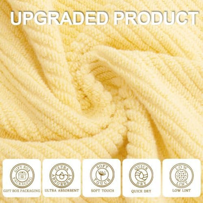 VOOVA & MOVAS 3PC Towel Set, 100% Cotton, Lemon Glow Yellow