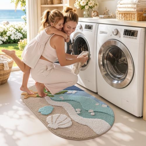 LUMI Beach Bathroom Rug Soft Microfiber Absorbent Bath Mat 24x44