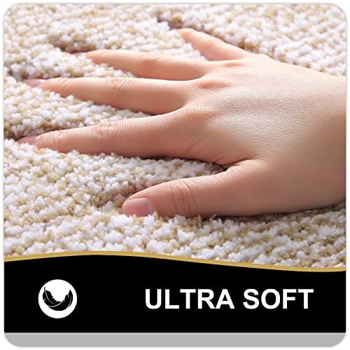 OLANLY Bathroom Runner Rugs 47x20, Long Bath Mats for Bathroom Floor, Beige