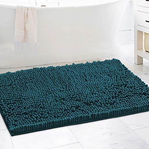 H.VERSAILTEX Bathroom Rugs Non Slip Luxury Chenille Bathroom Mat 24x36 Extra Soft and Absorbent Shaggy Rugs Washable Dry Fast Area Carpet Mats for Bath Room, Tub - Dark Teal