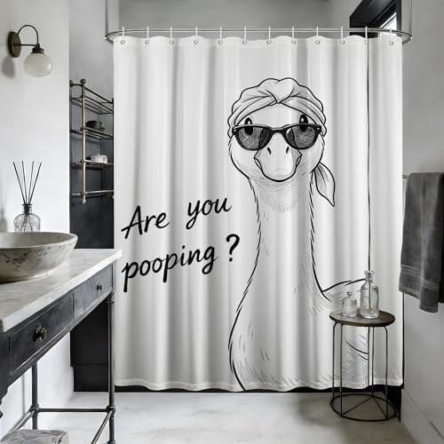 Extra Long Shower Curtain 96 Inchs Extra Tall Funny Duck XL Cute Animal Shower Curtains for Large Bathroom Decor Sets, Waterproof Cloth Fabric with Hooks, 70 x 96 Inch