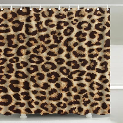 Vintage Leopard Print Fashion Glam Shower Curtain with Hooks 72 x 72 Inch