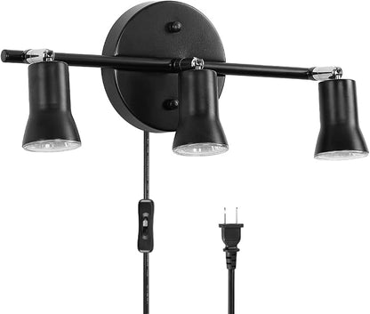 GLADFRESIT Industrial Track Lighting Kit, 3-Light, Brass | Adjustable Lamp Holder, Rotatable Spot Lights, Vintage Ceiling & Wall Mount, For Kitchen Bathroom Loft, Bulbs Not Included