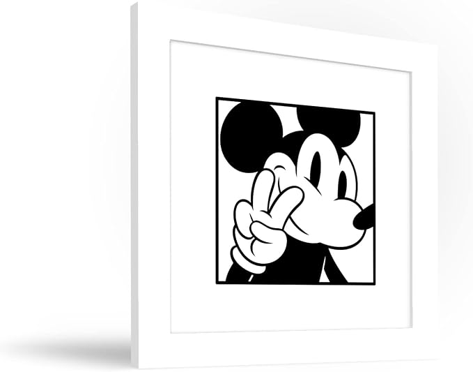 Trends International Gallery Pops Disney Mickey Mouse - Mickey Expressions - Peace Wall Art Wall Poster, 12" x 12", White Framed Version