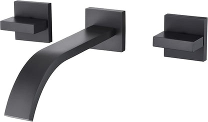 sumerain Black Bathroom Faucet Wall Mount Lavatory Faucet Includes Rough in Valve