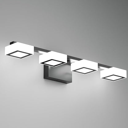 LED Modern Bathroom Light Fixtures Over Mirror, 4-Light Dimmable Vanity Lights, Matte Black Acrylic Bathroom Vanity Light, 2700K-6500K Adjustable, ETL Certificated