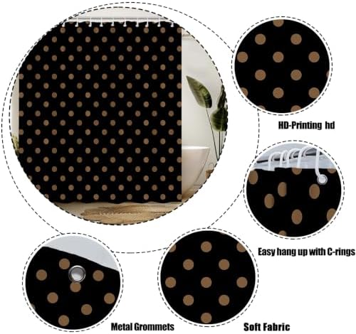 Polka Dot Shower Curtain Bathroom Decor with Hooks,70" Wx78 H