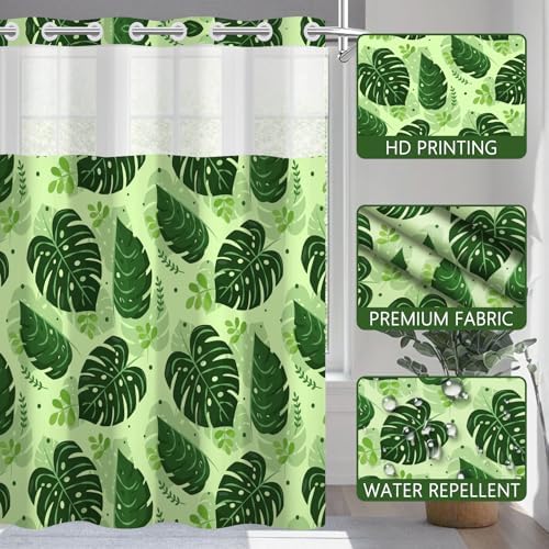 No Hook Shower Curtain with Snap in Liner 71x74 Inch