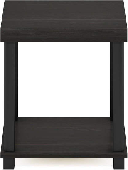 Furinno Turn-N-Tube Toolless 2-Tier Side Table, Thick Tabletop, Espresso | Open Shelf, End Table, Night Stand, Bedside Table, for Living Room, Bedroom