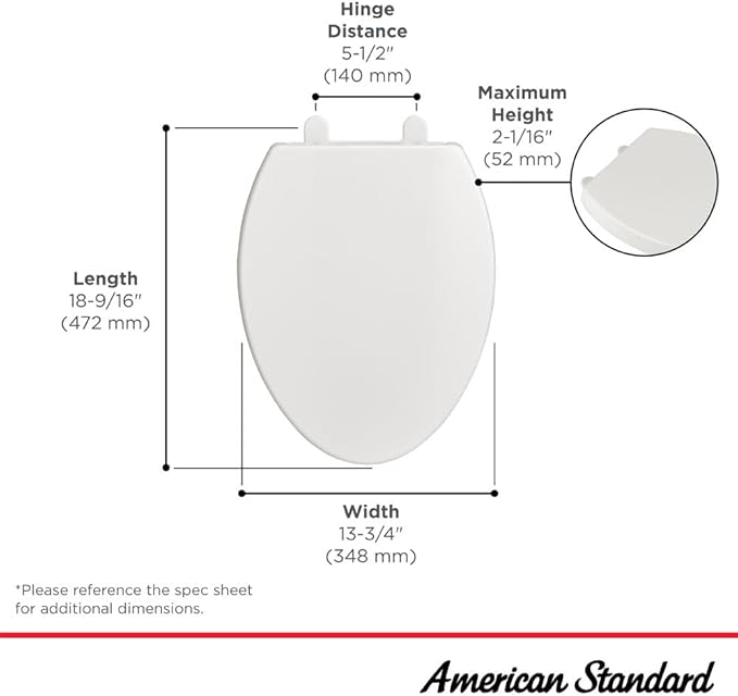 American Standard 5025A65G.020 Telescoping Luxury Slow-Close EverClean Elongated Front Toilet Seat, White