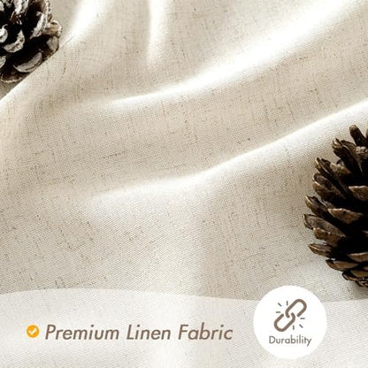 MIULEE Linen Buttonhole Fabric Shower Curtain Natural 72*72" 12 Metal Hooks