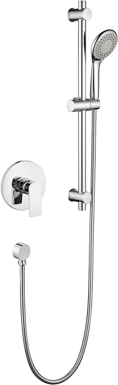 Taplong 26" Shower Slide Bar with 3-Spray Handheld Shower Head, Shower Faucets Sets Complete Wall Mount Shower Valve and Trim Kit Slide Bar Shower System High Pressure Spray Wand —Polished Chrome
