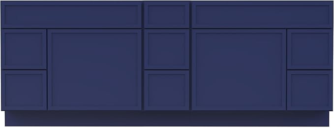 HomeBeyond 84 Inches Bathroom Vanity Base Cabinet Without Sink, Double Sink Top with Door & Soft Closing Drawers, Sturdy Floor Mounted Cabinet 2-Door 7-Drawer, Blue
