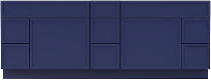 HomeBeyond 84 Inches Bathroom Vanity Base Cabinet Without Sink, Double Sink Top with Door & Soft Closing Drawers, Sturdy Floor Mounted Cabinet 2-Door 7-Drawer, Blue