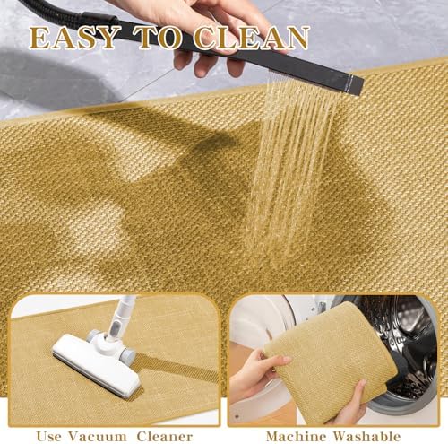 chakme Bathroom Rugs Mat 32x17, Ultra Thin Non Slip Bath Mat Quick Dry Absorbent Bath Mat for Bathroom Floor, (Yellow, 32"x17")