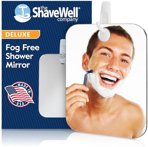 Shave Well Deluxe Anti-Fog Shaving Mirror with Removable Adhesive Hook