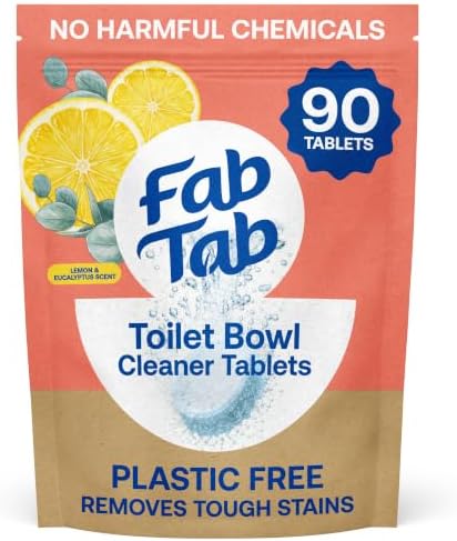 Fab Tab Toilet Bowl Cleaner Tablets, Lemon & Eucalyptus Scent, 90 Count