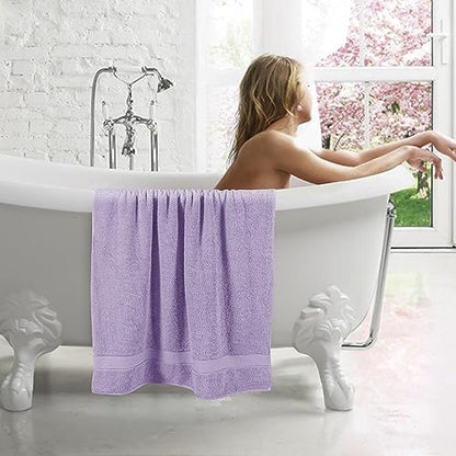 GLAMBURG 700 GSM Premium Cotton 2-Pack Oversized Extra Large Bath Sheet Set - 100% Combed Cotton - 2 Bath Sheets 35x70 - Luxury Hotel & Spa Quality - Durable Ultra Soft Highly Absorbent - Purple