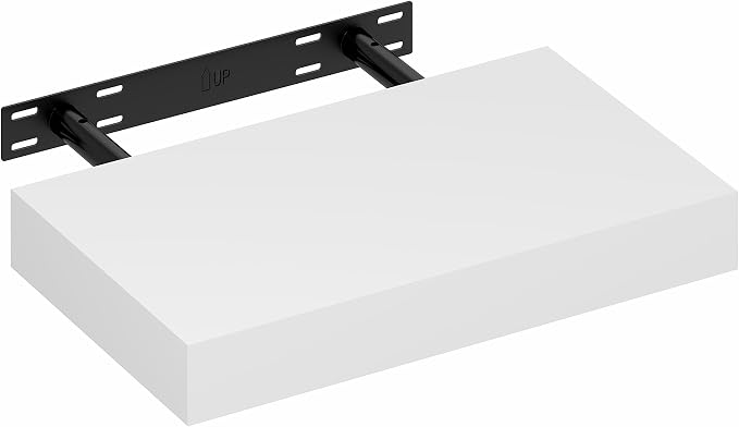 Furinno Tanna Floating Shelves for Wall, 9 x 16 Wall Shelf, Single Set Wall Mounted Floating Shelf with Invisible Bracket, 2-Inch Thick, for Bathroom, Living Room, Bedroom, Home Office, White