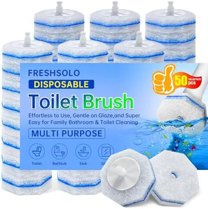 50 Count Disposable Toilet Wand Refills for Clorox, Upgraded Replacement Brush Heads Compatible With Most Toilet Wand Refill System - 5X Cleaning Power Toilets Bowl Cleaner with Exclusive Formula