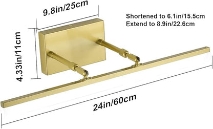 Aipsun Bathroom Vanity Light Brushed Gold Modern LED Vanity Lighting Over Mirror 24inch Adjustable Gold Wall Light for Bathroom (Cool White 5500K)