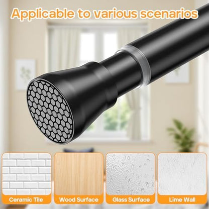 2 Pack Adjustable Tension Rods 45-77 Inch - Black