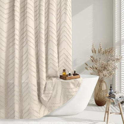 Beige Boho Fabric Shower Curtain 60 x 72 Inches