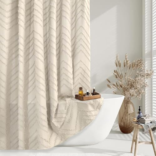 Beige Boho Fabric Shower Curtain 72 x 74 Inches